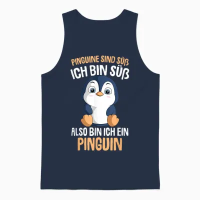 Penguins Are Cute Girls Kids Ladies Penguin T-Shirt, Black Unisex Tank Top - Navy