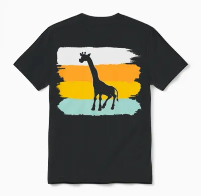 Giraffe Retro Unisex T-Shirt - Black