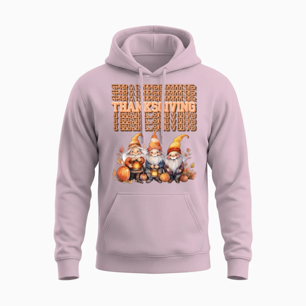 Autumnal Gnomes - Thanksgiving Unisex Hoodie in Light Pink