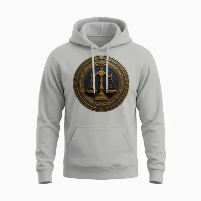 Ornate Scales of Justice Emblem Unisex Hoodie - Ash