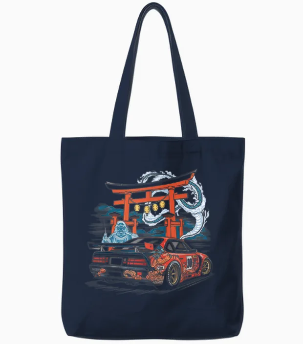 Japanese Car Tshirt Jdm Japan Street Racing Tote Bags in Navy