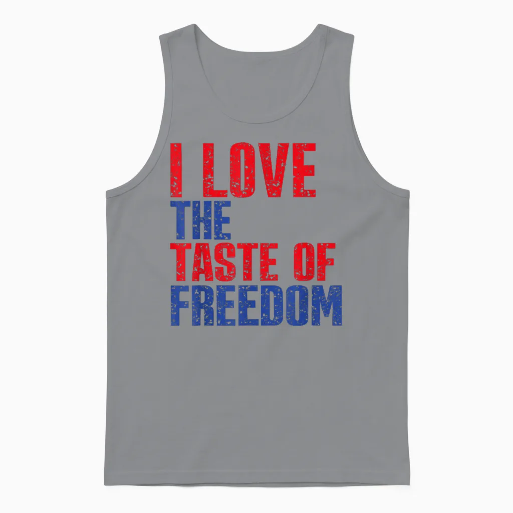 I Love the Taste of Freedom Couples Matching 4th of July Unisex Tank Top in Sport Grey