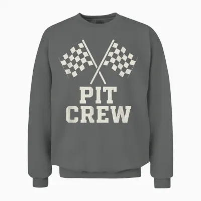 Pit Crew Flags Checkerboard Cross Retro Racing Auto Unisex Sweatshirt - Graphite Heather