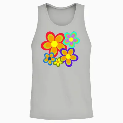Retro 70's Flower Power Unisex Tank Top - Ash