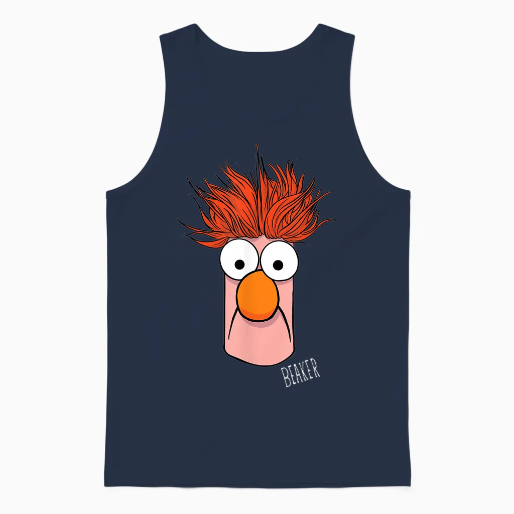 Disney the Muppets Beaker Muppet Labs Big Face Unisex Tank Top in Navy