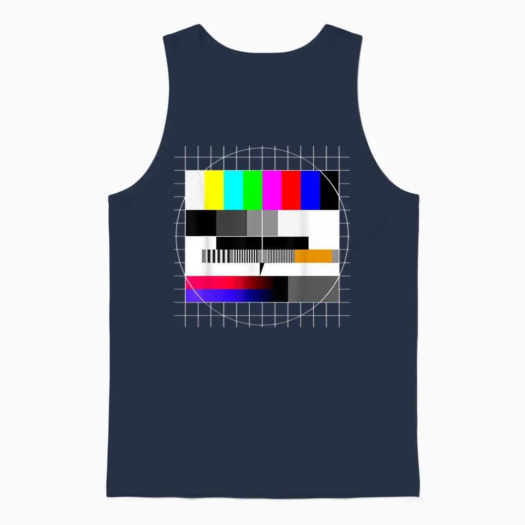 Test Image 90s Party 80s Outfit Retro Costume Test Picture T-Shirt, Black Unisex Tank Top in Navy