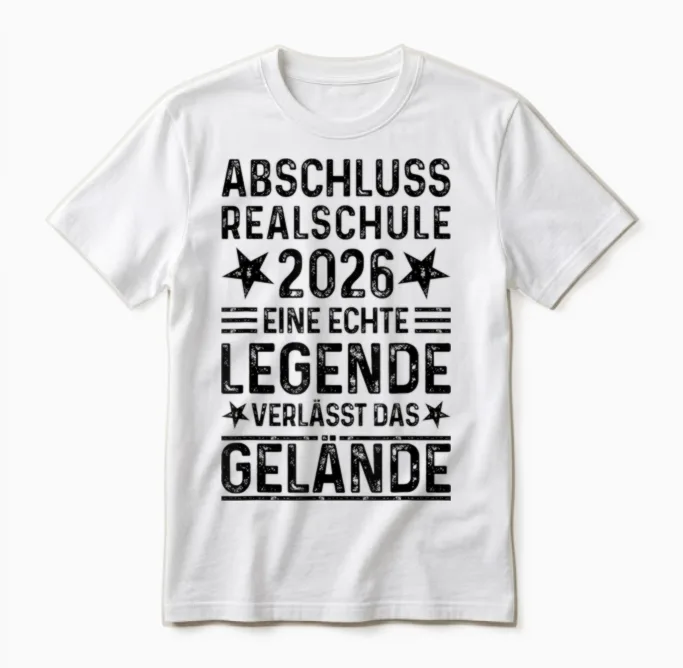 Realschule Abschluss 2026 Eine Legende Verlässt Das Gelände Unisex T-Shirt in White