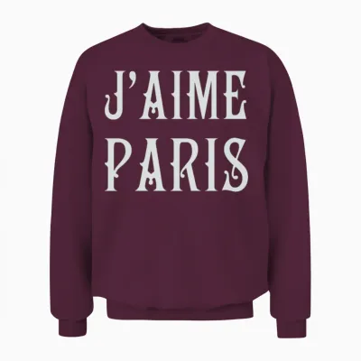 J'aime Paris: Elegant Love Unisex Sweatshirt - Maroon