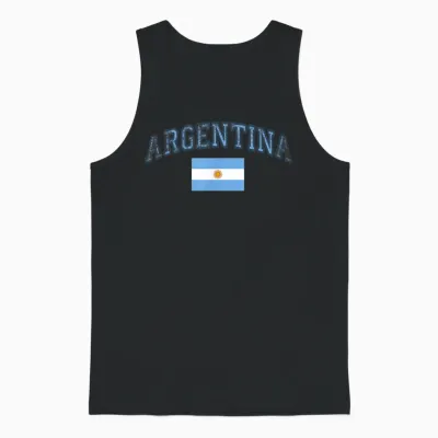 Argentina Flag Vintage Men Women Unisex Tank Top - Black