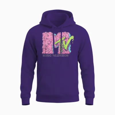 Mtv Logo Psychedelic Slime Brain Goo Zombie Melted Mtv Unisex Hoodie - Purple