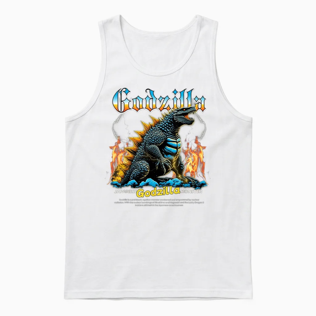Godzilla Japanese Monster Unisex Tank Top in White
