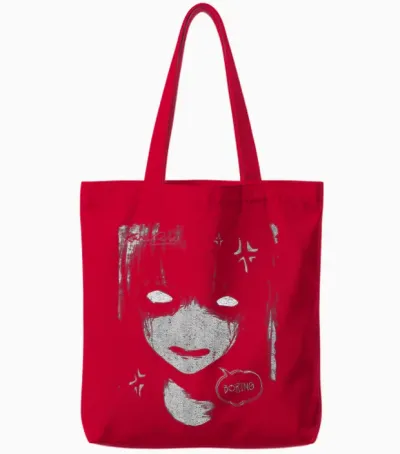 Japon Streetwear Cyberpunk Y2k Techwear Rétro Manga Anime Tote Bags - Red