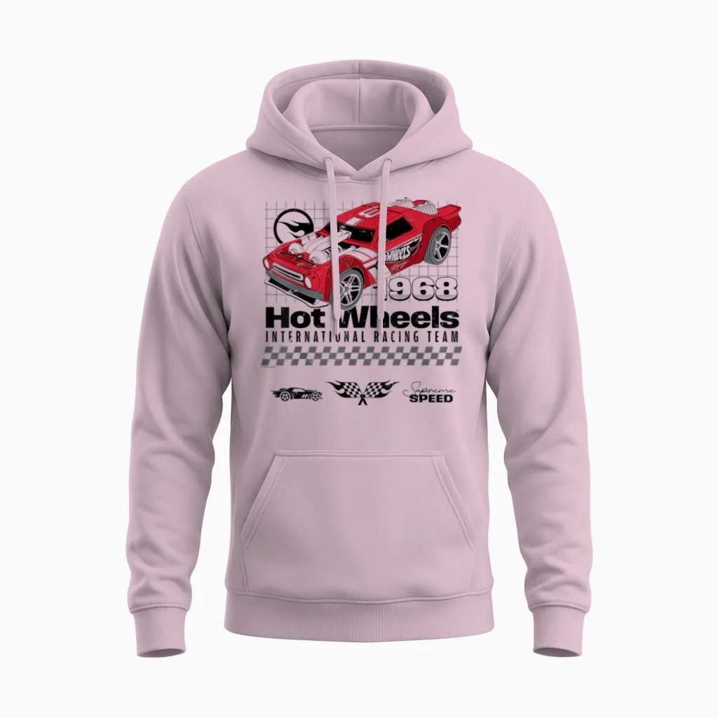 Hot Wheels β International Racing Team Supreme Speed 1968 Unisex Hoodie in Light Pink