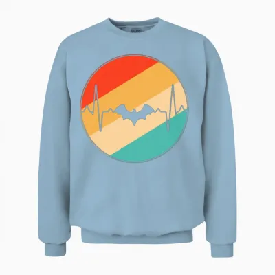Bat Retro Heartbeat Unisex Sweatshirt - Light Blue