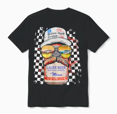Graphic Motorsport Retro 90s Racing Retro Drinking Beer Unisex T-Shirt - Black