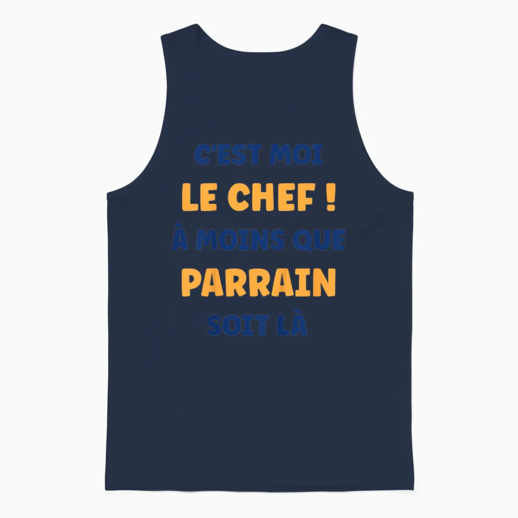 Child Quote I Am the Chef Funny Boy Child Godfather T-Shirt, White, 2 Unisex Tank Top in Navy
