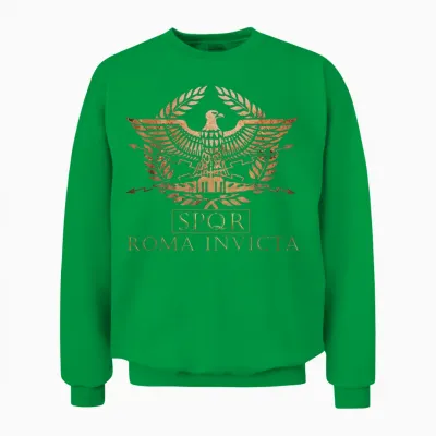 Spqr Roma Invicta Unconquered Rome T-Shirt, Black Unisex Sweatshirt - Irish Green