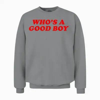 Who's a Good Boy Y2k Inspired Funny Dog Pet Women Men Unisex Sweatshirt - Sport Grey