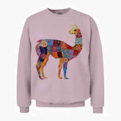 Llama Alpaca Animal Vintage Peru Gift Unisex Sweatshirt - Light Pink