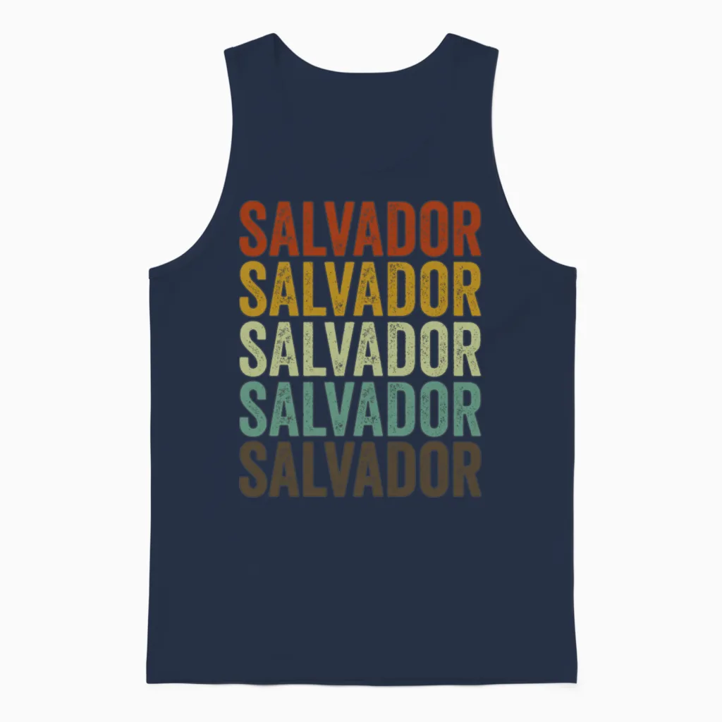 Salvador Brazil Retro Vintage Unisex Tank Top in Navy