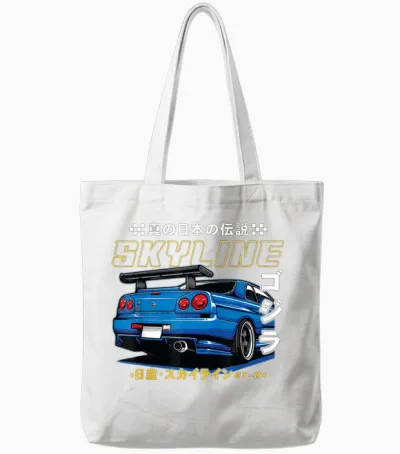 Retro Vintage Japanese Skyline Jdm Ride Legendary Race Car Tote Bags - White
