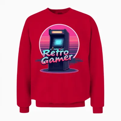 Retro Gamer in Retro Style Oldschool Gamer Unisex Sweatshirt - Red