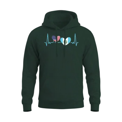 Awesome Guatemalan American Heartbeat For Unisex Hoodie - Forest