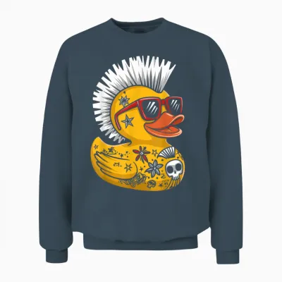 Punk Duck Rubber Duck Punk Rocker Duckling Costume Funny T-Shirt, Black Unisex Sweatshirt - Dark Heather