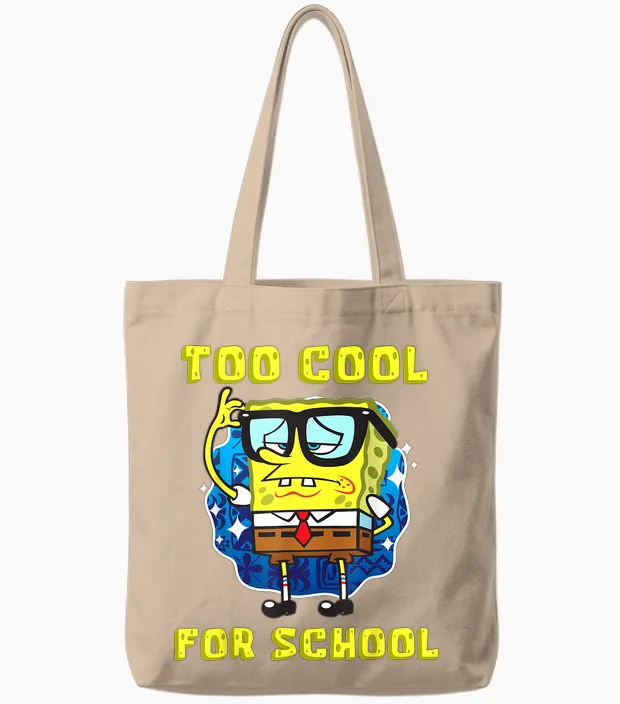 Mademark X Spongebob Squarepants - Spongebob Too Cool for School Wearing Glasses for Boys Girls Tote Bags in Natural