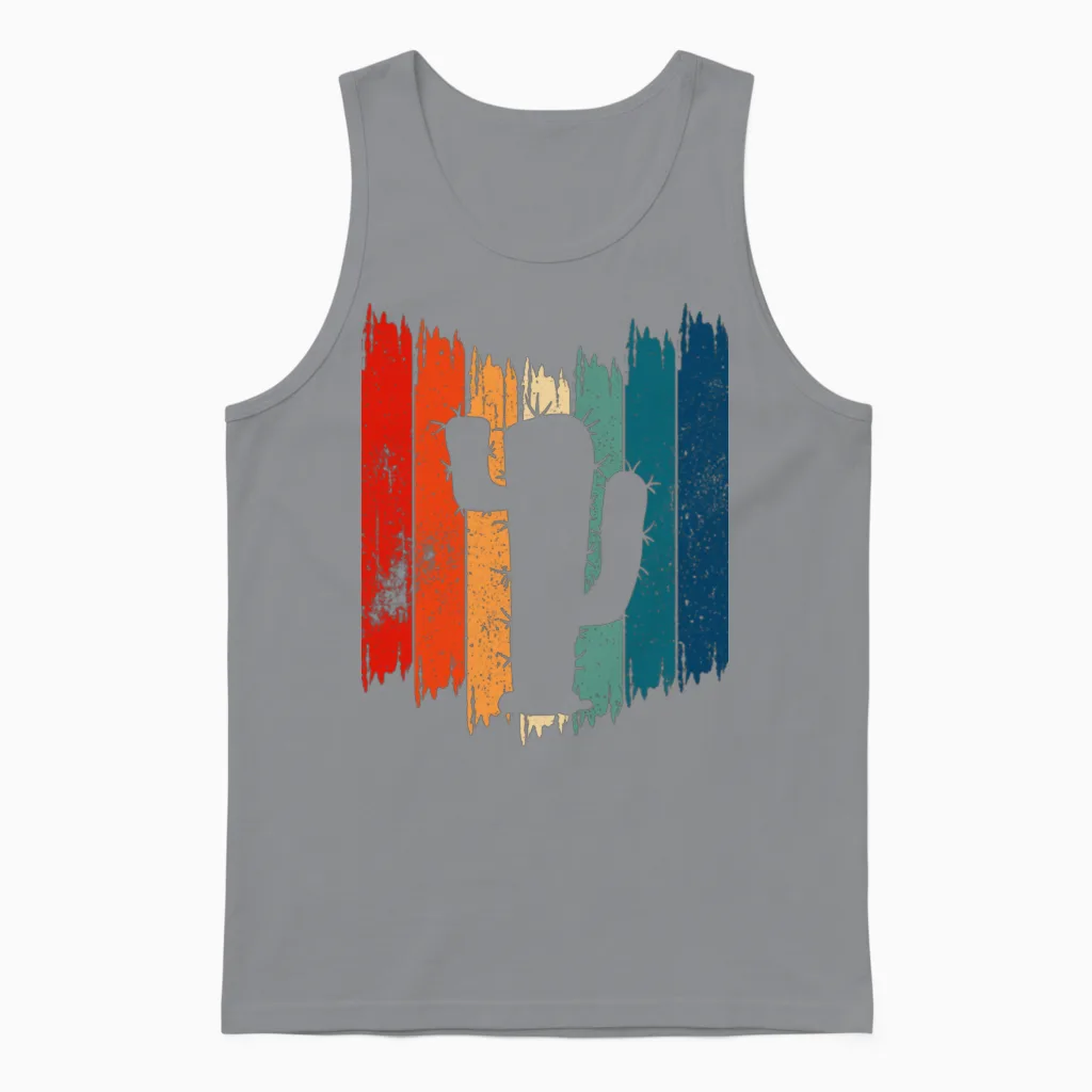 Vintage Cactus Retro Cactus Unisex Tank Top in Sport Grey