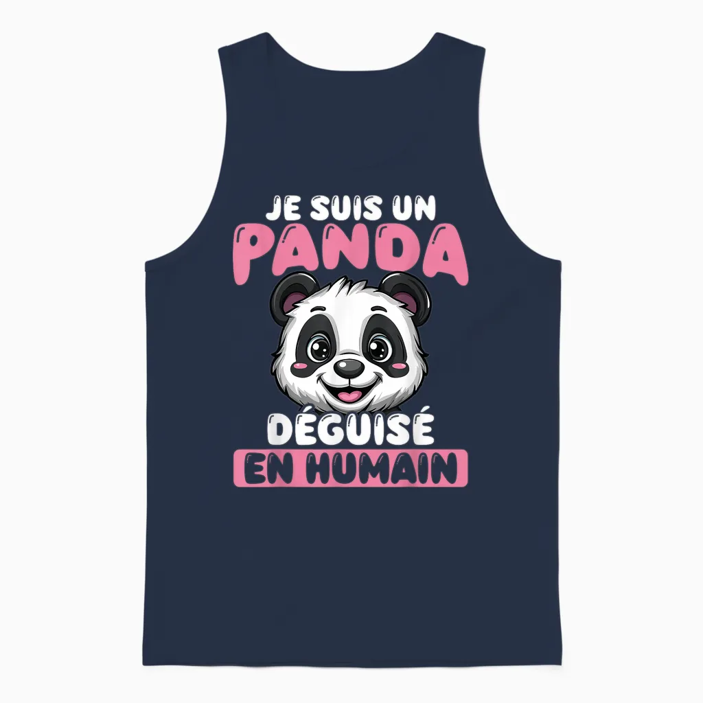 Je Suis Un Panda Disguised as Human T-Shirt, Black, S Unisex Tank Top in Navy
