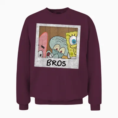 Nickelodeon Mens Classic Nickelodeon Spongebob Squarepants Bros T Shirt, Black, Small Us Unisex Sweatshirt - Maroon