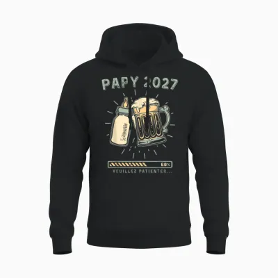 Papy 2027 Futur Grand Père Révélation Grossesse Unisex Hoodie - Black