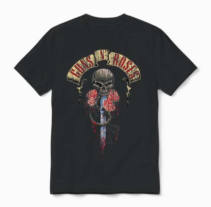 Guns N' Roses Dagger Skull Halloween Gift Unisex T-Shirt in Black