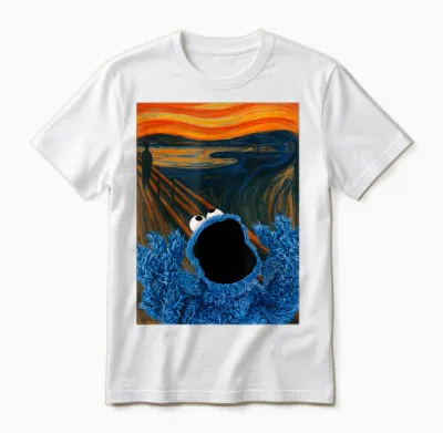 Sesame Street Cookie Monster the Scream Art Unisex T-Shirt - White