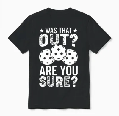 Funny Pickleball Phrase, Was That Out? Pickleball Unisex T-Shirt - Black