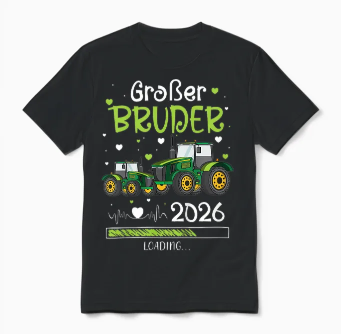 Children's T-Shirt with German Text "ich Werde Großer Bruder 2026" (german Language) Unisex T-Shirt in Black
