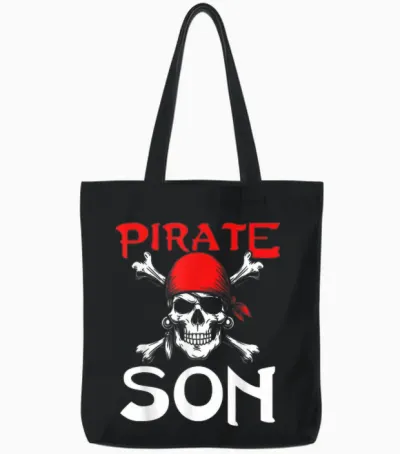 Pirate Son Pirate Skull Tote Bags - Black
