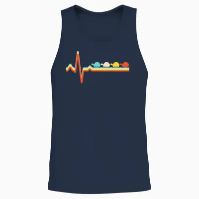 Turtle Retro Heartbeat Unisex Tank Top - Navy