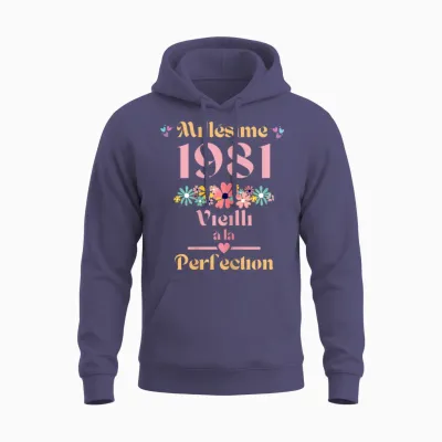43 Ans Femme 1981 Idée Cadeau Anniversaire Drôle Humour Mama T-Shirt, Black, Female X-Small Unisex Hoodie - Heather Sport Dark Navy