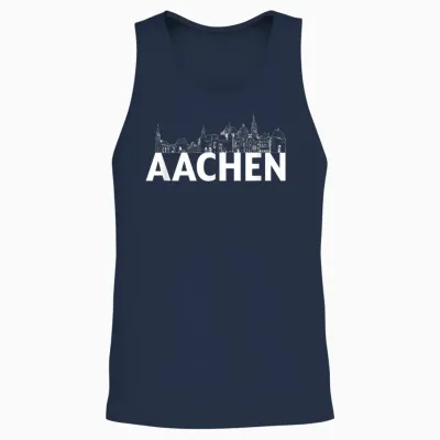 Aachen Deutschland Europa Stadt Skyline Silhouette Umriss Skizze Unisex Tank Top - Navy