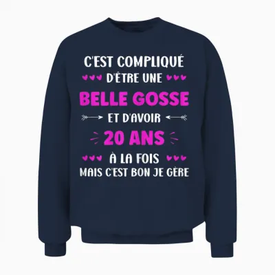 Girl 20 Years Beautiful Goose Birthday Humor Woman 20 Years T-Shirt, Black Unisex Sweatshirt - Navy