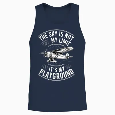 Funny Pilot the Sky Is Not My Limit It's My Playground T-Shirt, Black, S Unisex Tank Top - Navy