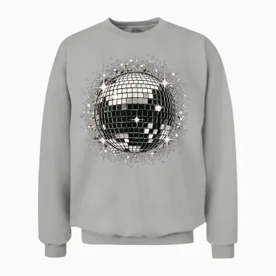 Black and White Disco Ball Retro Party Unisex Sweatshirt - Ash