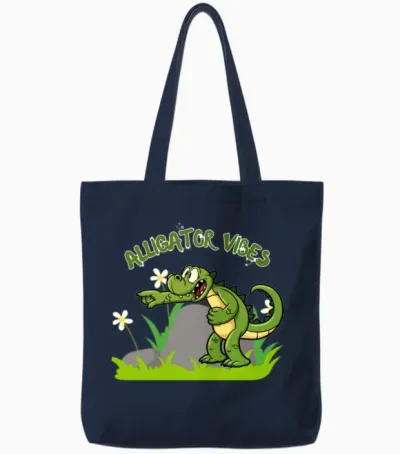Funny Alligator Tote Bags - Navy