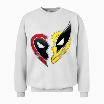 Marvel Studios Deadpool & Wolverine Best Friends Heart Charm Unisex Sweatshirt - White