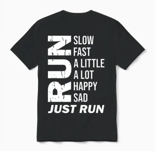 Happy Sad Just Run Unisex T-Shirt in Black