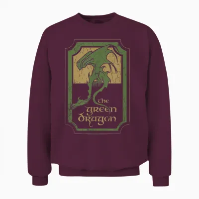 Lord of the Rings Green Dragon Tavern T-Shirt Small Unisex Sweatshirt - Maroon