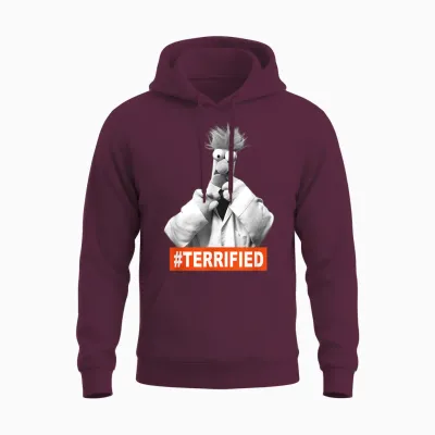 The Muppets Beaker Terrified Unisex Hoodie - Maroon