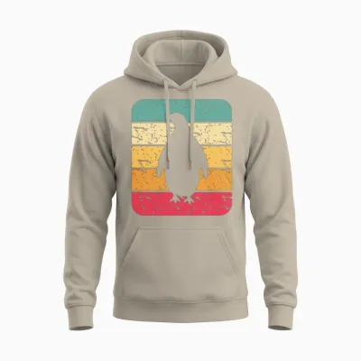 Retro Penguin Silhouette Unisex Hoodie - Sand